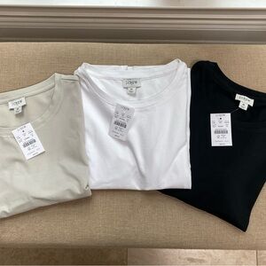 J. Crew Three-Pack Crewneck Crop Tops in White, Black & Light Gray